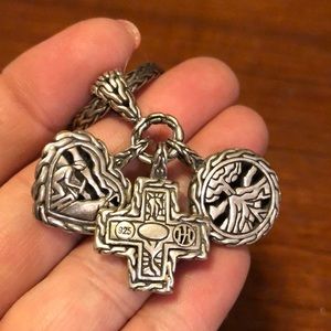 John Hardy 3 charm sterling silver necklace